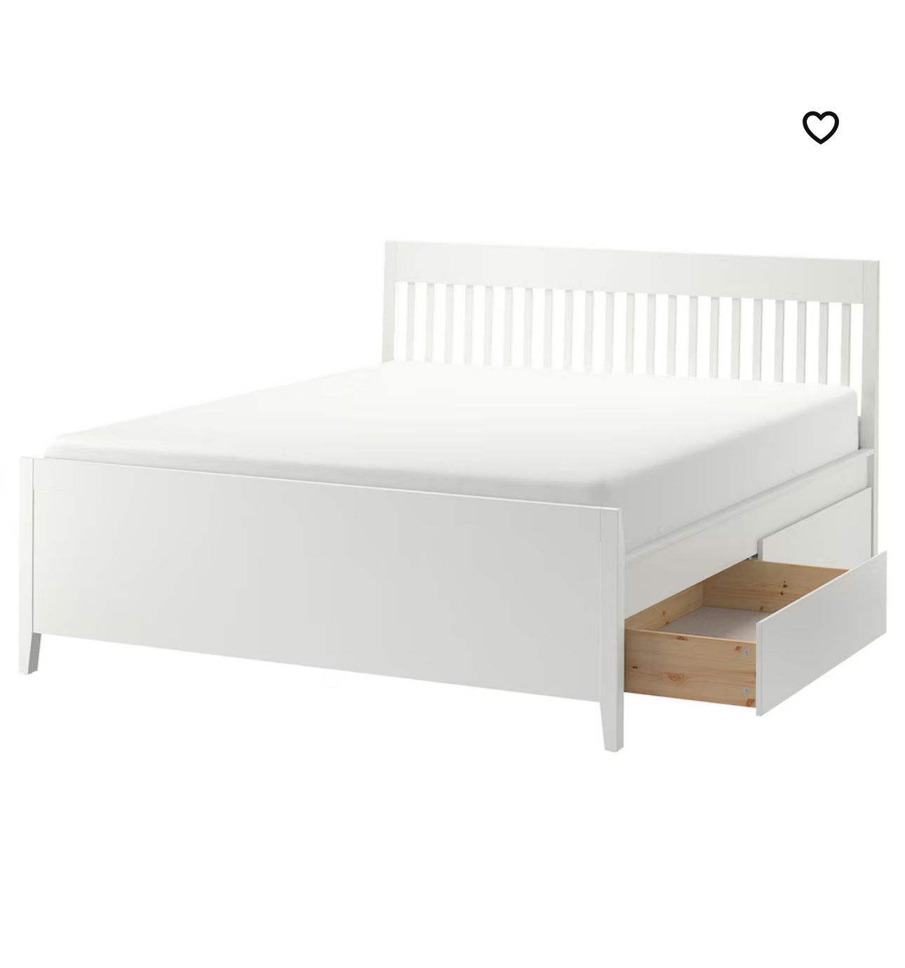 Bed frame with storage, white, King