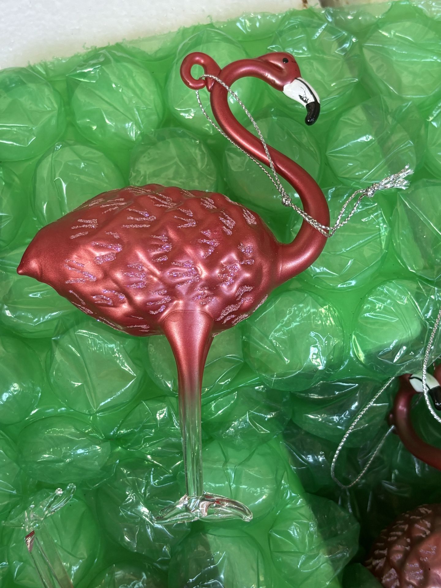 13 Glass Flamingo Christmas Ornaments