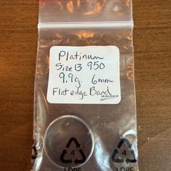 Platinum Flat Edge Wedding Ring Size 13
