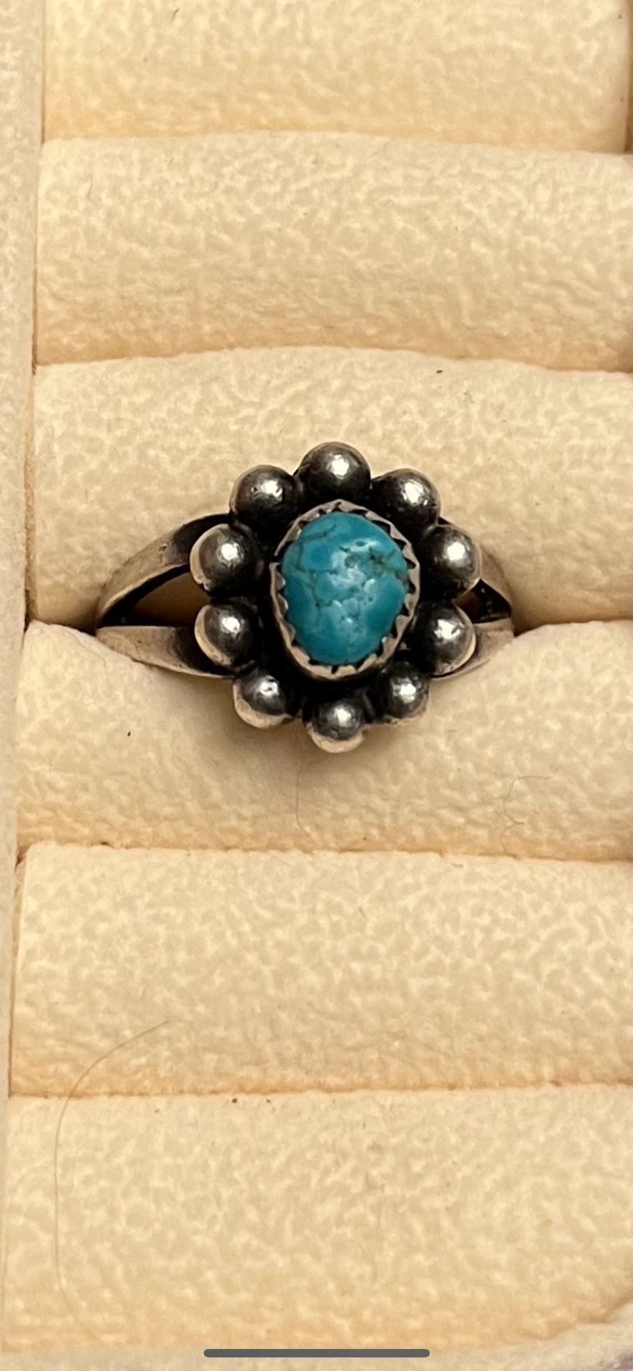 Turquoise Vintage Patina Ring In Sterling Silver 925