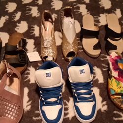 different women's shoes all brand new and one pair of mens Birkenstocks 