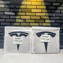 Tesla Model Y Emblem Replacement Logo for Front Hood and Rear Trunk for Tesla Model Y (2 pieces, black)