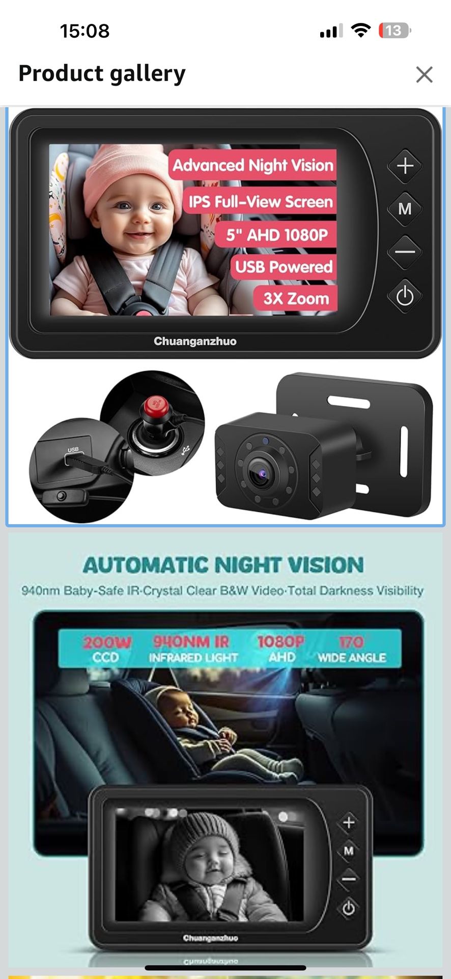 Car Baby Camera with Advanced Night Vision