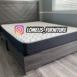 Queen Grey Alpine Platform Bed With Ortho Mattress Included 