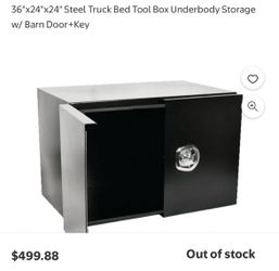 36"x24"x24" Steel Truck Bed Tool Box Underbody Storage w/ Barn Door+Key