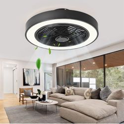 Ceiling Fan with Light 22 Inches LED Remote Control Fully Dimmable Lighting Modes Invisible Acrylic Blades Metal Shell Semi Flush Mount Low Profile Fa