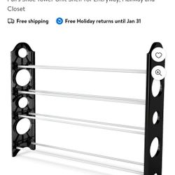 4 Tiers Shoe Rack Stackable Shoe Storage Organizer 20 Pairs Shoe Tower Unit Shelf for Entryway, Hallway