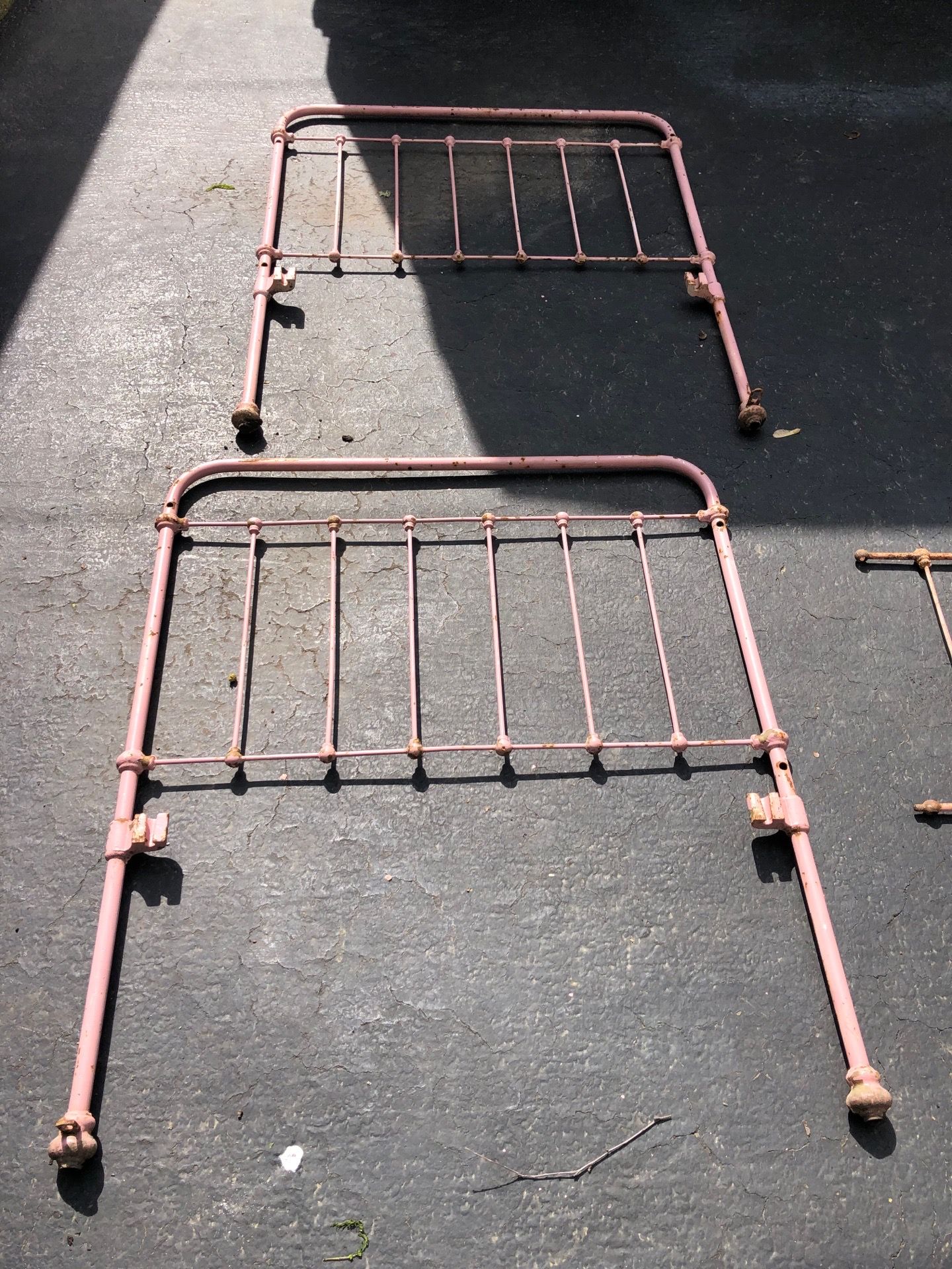 Raw iron bed frame
