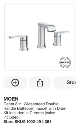 MOEN Genta 8 in. Widespread Double Handle Bathroom Faucet with Drain Kit Included in Chrome (Valve Included)