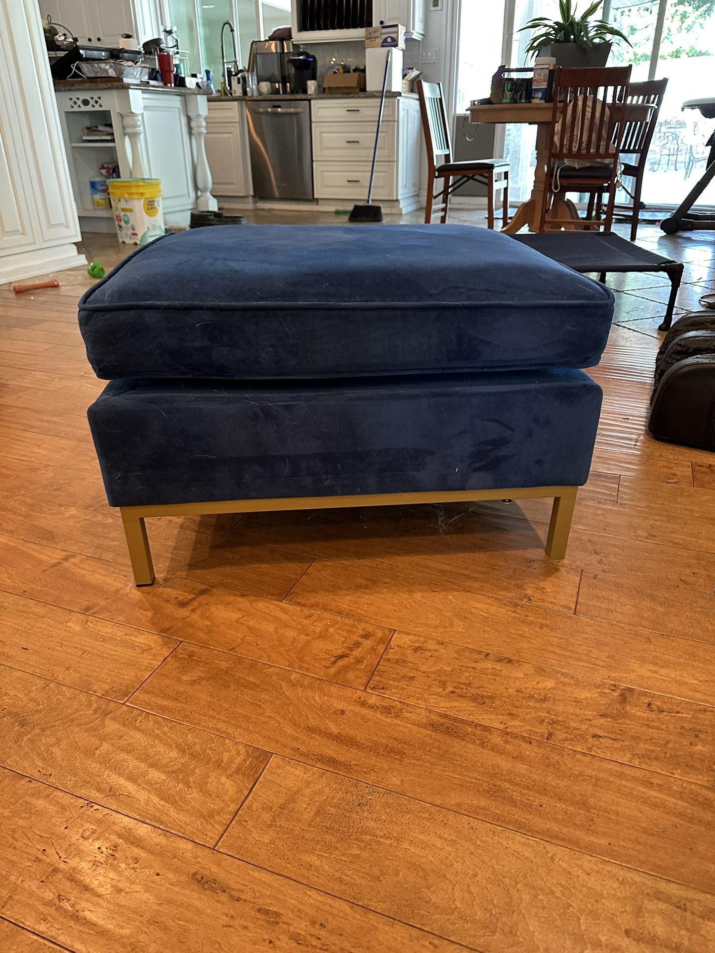 Blue Velvet Ottomans 