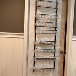 8 Tier Over The Door Pantry Organizer, Wall Mount Spice Rack, Pantry Hanging Storage and Organization, Adjustable