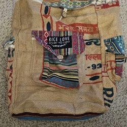 Rice Love Buy A Bag Feed A Family Recycled Travel Backpack Unique Handmade