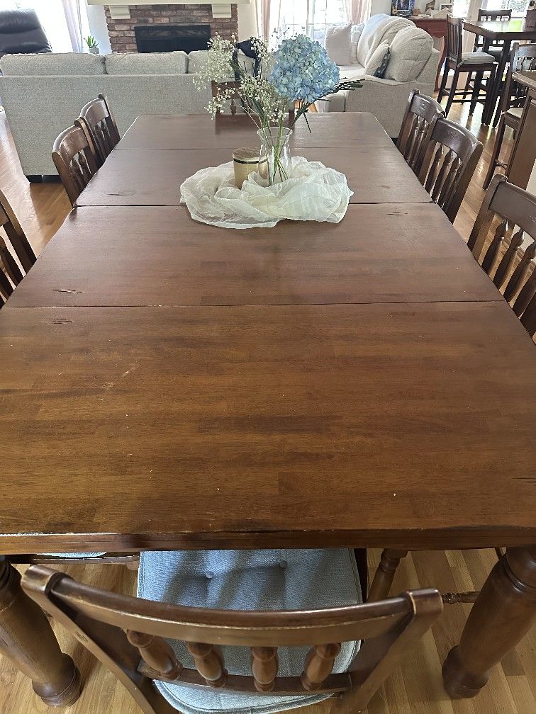 High Bar Dining Room Table W Leaf And 10 Chairs