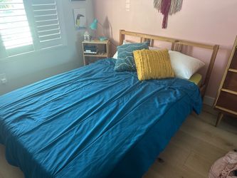 Full sized  ikea bed with latex mattress