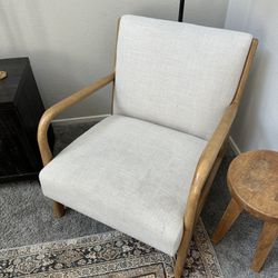 cream and wooden accent arm chair (read description)