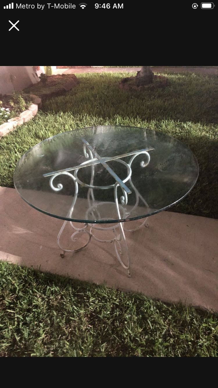 Iron Table With 42” Glass