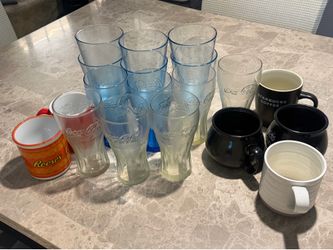 FS: Assorted Drinking Glassee & Mugs. 7x Coca Cola glasses.