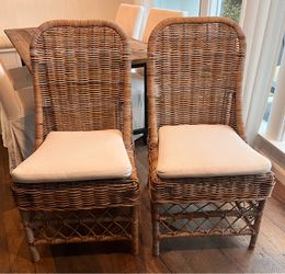 2- Rattan Dining Chairs with Cushions