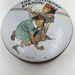  "Marbles Champion" by Norman Rockwell Round Tin Can