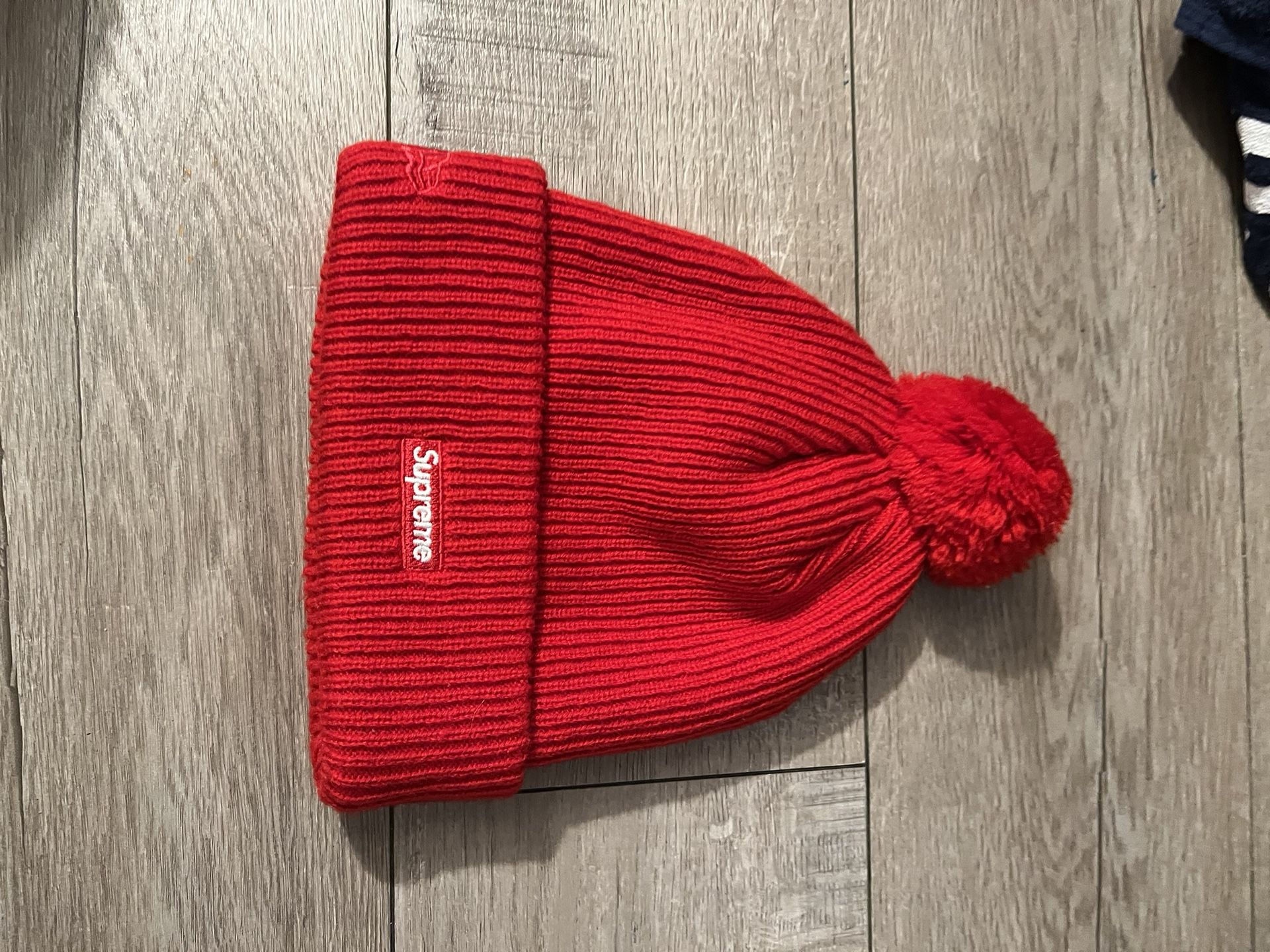 Supreme Red Pom Pom Beanie