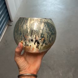 Silver and gold short glass Plant Holder 