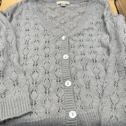 Love By Design Medium Button Up Cardigan Sweater Grey