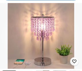 USB Bedside Lavender Table Lamp Decorative Accent Lamp for Bedroom, Living Room