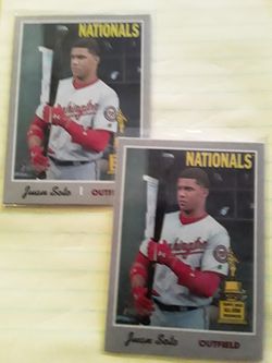 2 Juan Soto baseball cards. Heritage.