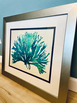 Framed Teal Coral Sea Fan Wall Art