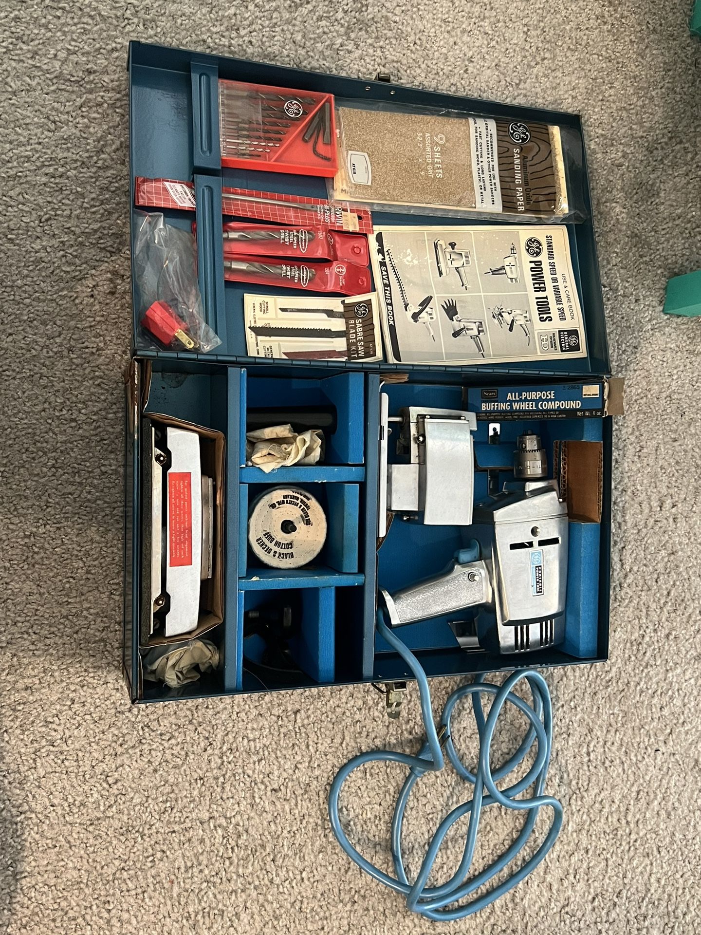 Vintage General Electric GE Portable Power Tool Kit 3 tools in one