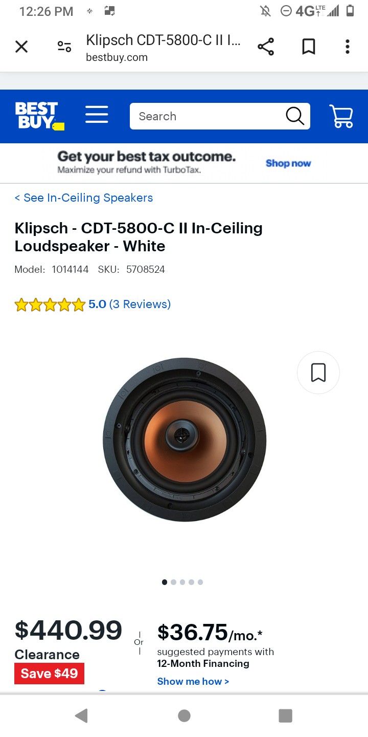 Klipsch-cdt-5800/-c 2 In Celling Loud Speaker -