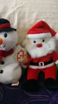 SANTA AND SNOWMAN BEANIE BABIES