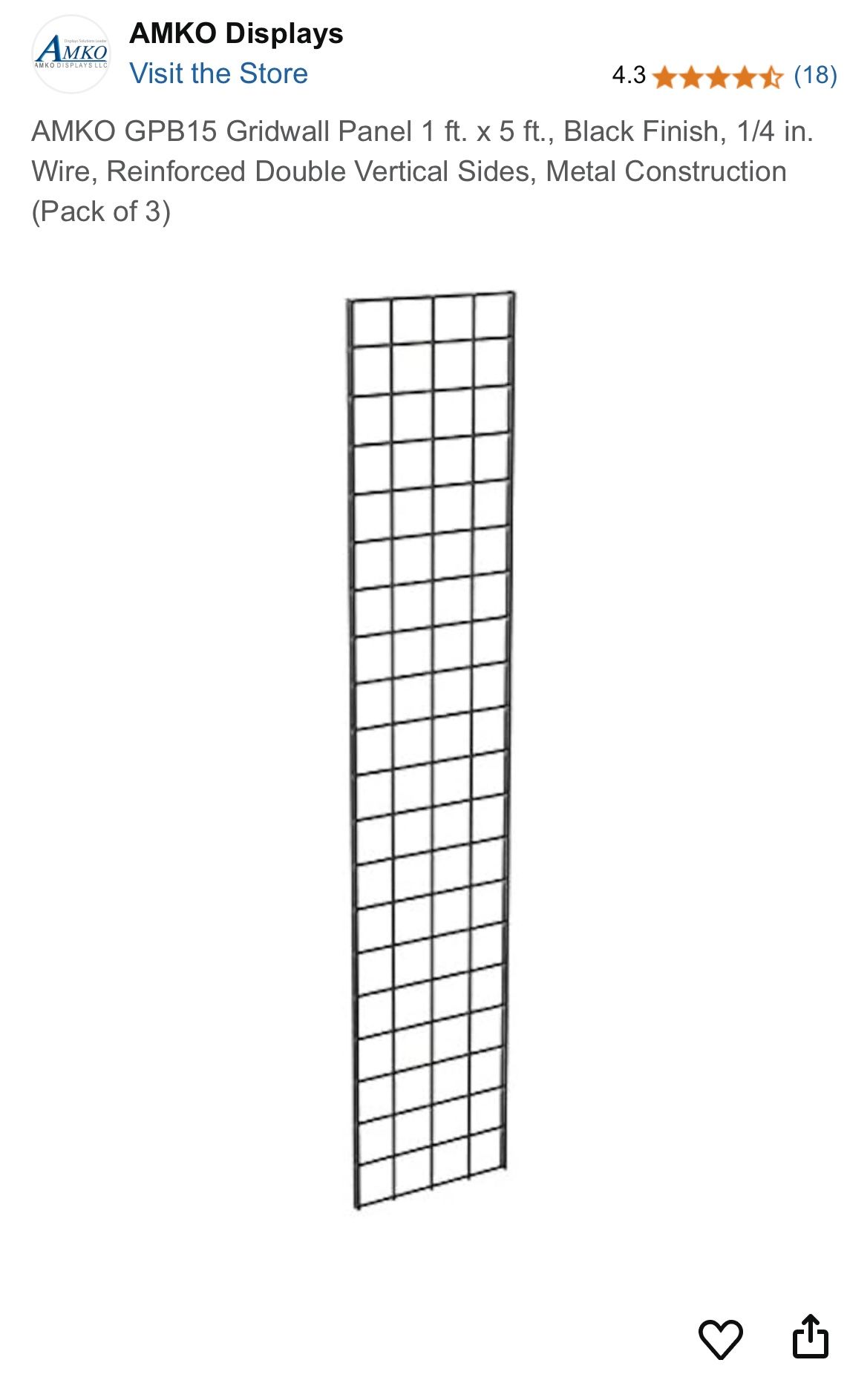 1’x5’ Gridwall Panels (2) + Mounts (8)