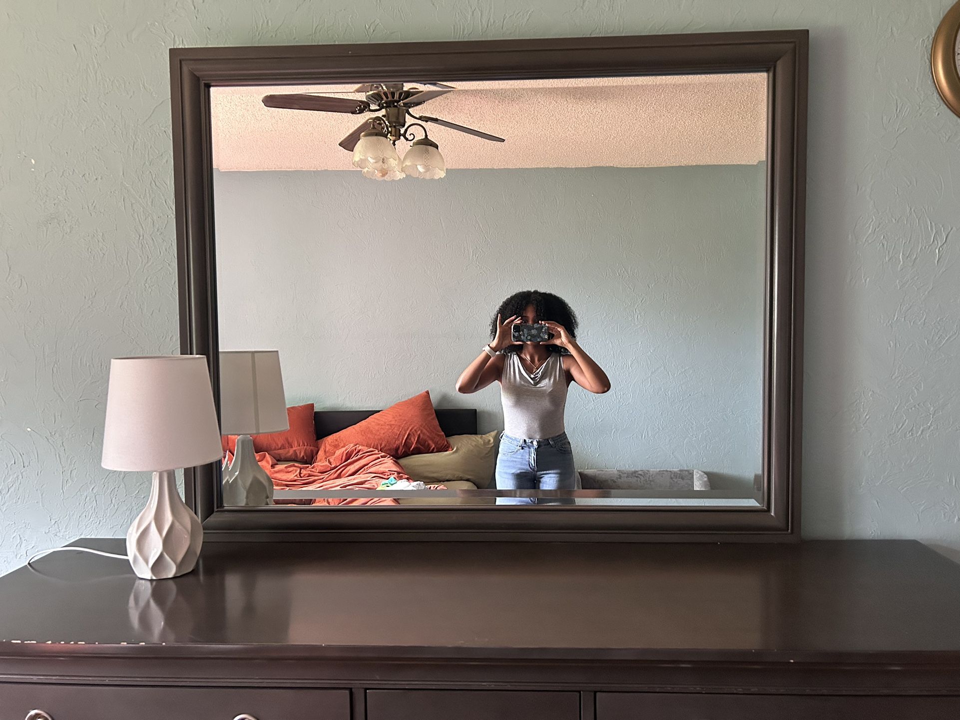 Large 10 Drawer Dresser With Vanity Mirror - Great Condition