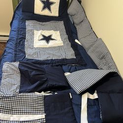 Crib Or Toddler Bed Set Navy And White Reversible 