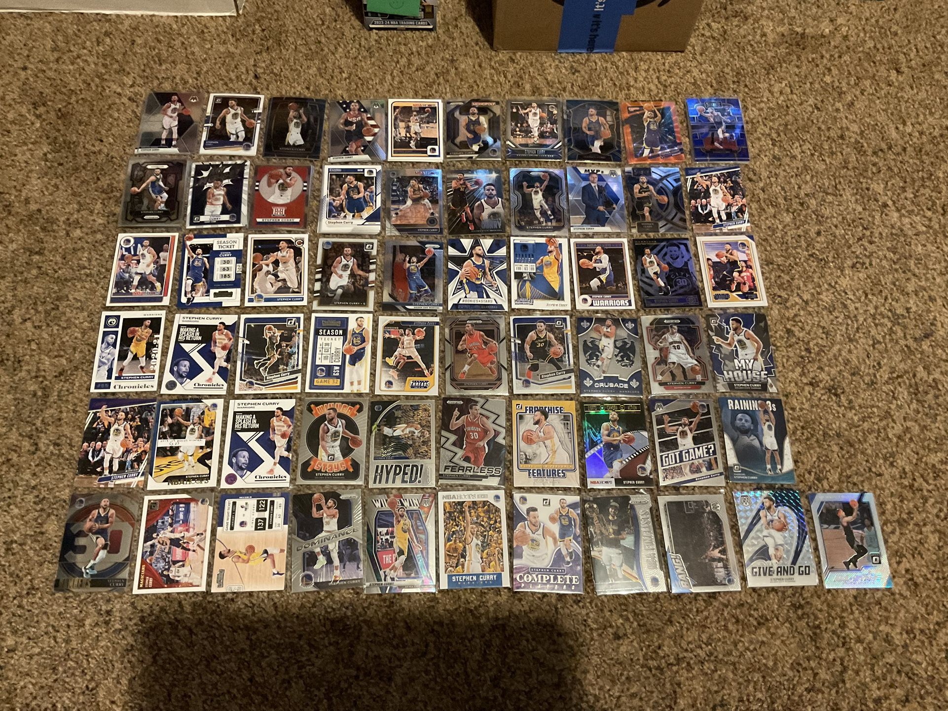61 Stephen Curry Basketball Cards With Lots Of Inserts, Parallels Golden State Warriors Legend 