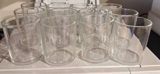 12 Clear Glass Candle Holders