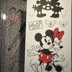 Disney Mickey & Minnie Diecut Paper 9”x5” Sheet Of Stickers