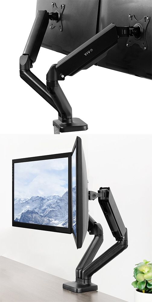 Brand New $35 VIVO (V002O) Fully Adjustable Dual Monitor Stand, Desk Mount, Screens up to 27”