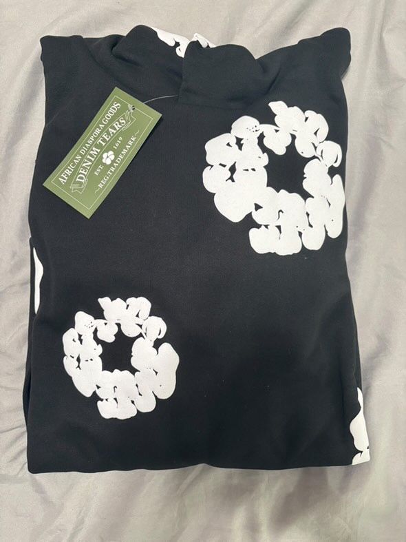 Denim Tear Hoodie Black Size L