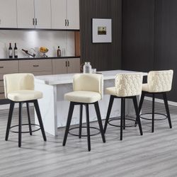 Set of 4, 27.5" Faux Leather Upholstered Swivel Counter Height Bar Stools