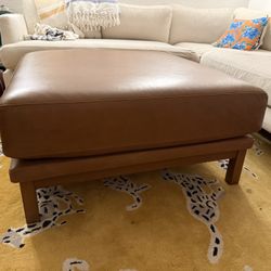 Brown Leather Ottoman - West Elm