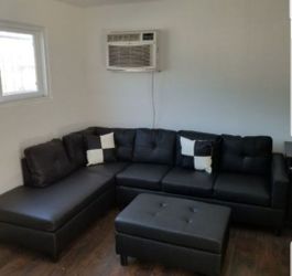 sofa modern black 3 pc