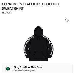 Supreme metallic Rib Hooded Sweatshirt Black XL Deadstock