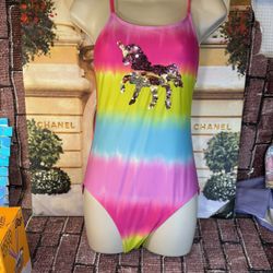 Girls rainbow with sequin uniform bathing suit