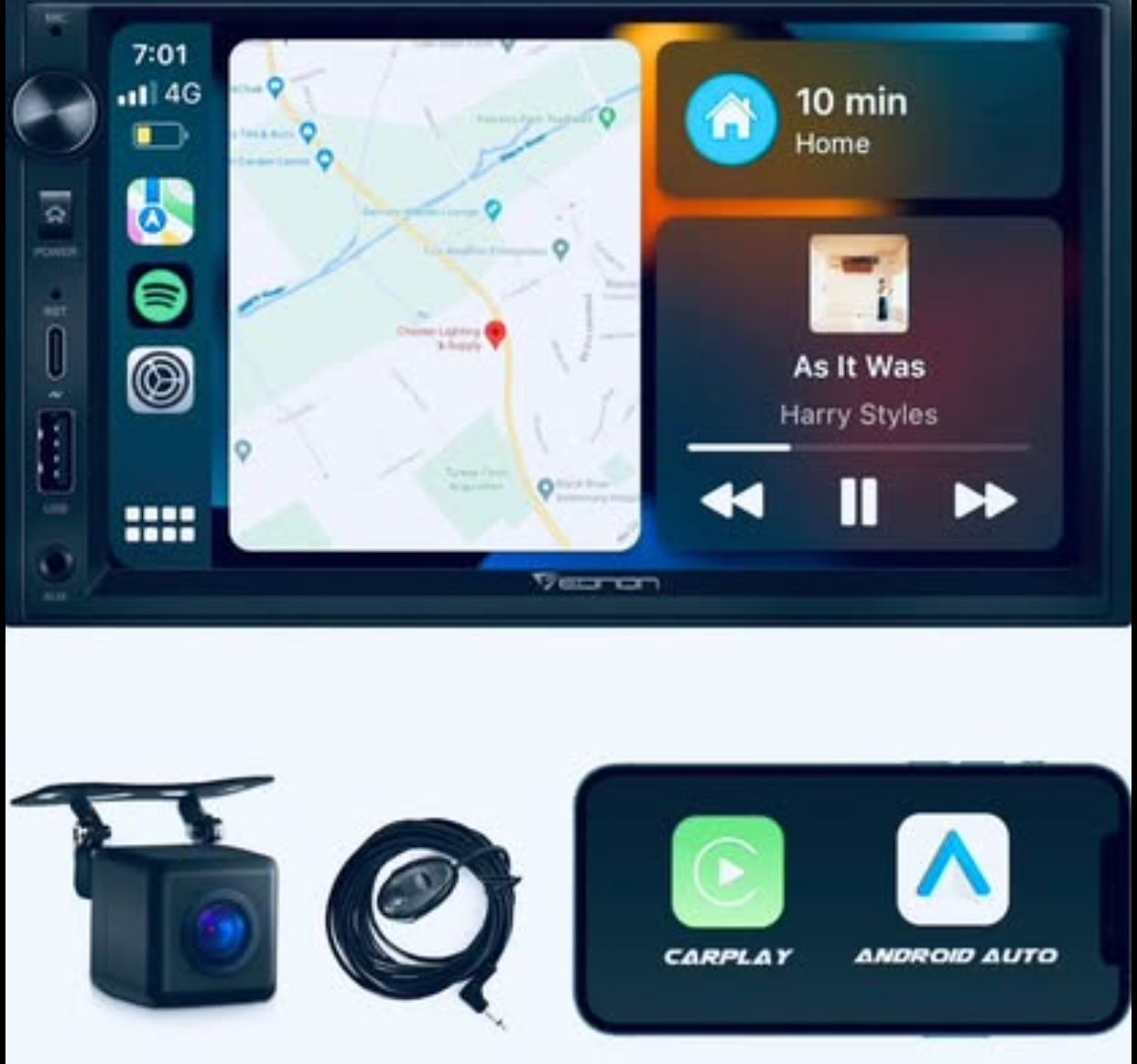 Universal 7” Double Din Car Stereo With CarPlay And Android Auto