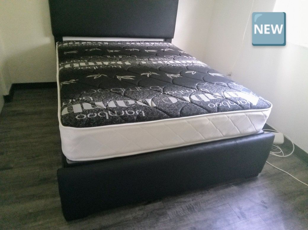 $350 Queen Bed Frame With Mattress And Boxspring Brand New Free Delivery 