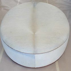 White Oval Calf/cowhide Ottoman