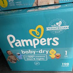 Pampers Brand New Baby Diapers, 96 Ct. !!!  THE BI G BOX!  Size One New Inbo