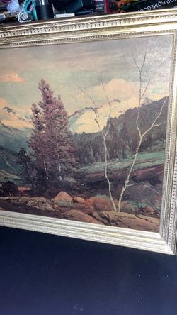 Vintage Art Robert Wood Mountain Stream Framed Reproduction Print $100 obo